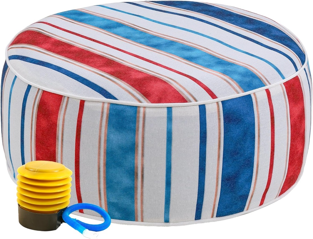 UPWELL Waterproof Inflatable Outdoor Ottoman Pouf,Portable Patio Footrest, Durable & Stylish, Perfect for Garden, Pool, Camping & Home Use - D20 xH9（LeisureLift）
