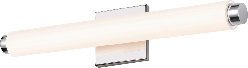 Sonneman Modern Lighting 2430.01-DT Tubo Slim LED Linear Vanity, Wall Lighting Fixture for Bathroom or Bedroom with Drum Trim - 3000K - 18" - Polished Chrome