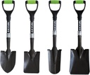 KYLIN Mini Shovel 4-Piece Set with Fiberglass Short Handle, for Gardening, Hiking, Backpacking, Fishing, Kids Mini Shovel, Camping Shovel, Off-Road Shovel, Beach Shovel, Multi-Purpose Garden Tools