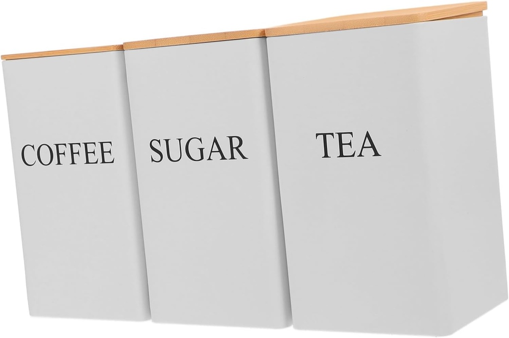 Cabilock 3pcs Tea Pot Sugar Bowl Airtight Tea Storage Jar Lid Dry Food Storage Jar Kitchen Supplies