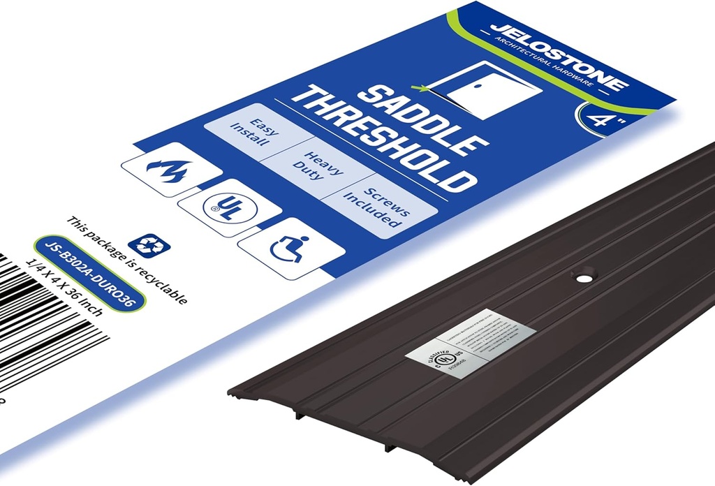 4''W x 1/4''H x 36''L- Aluminum Door Threshold (Dark Bronze)- Door Saddle- ADA accessible Barrier Free- Fire Rated- Door Thresholds for Exterior Doors- B302A
