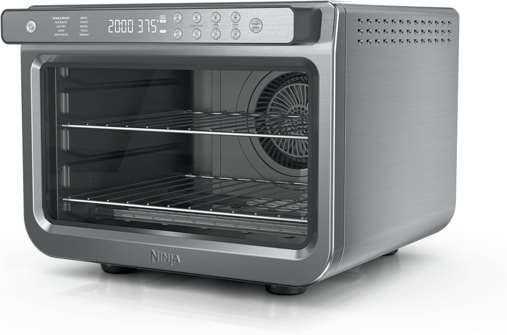 Ninja Air Fryer & Toaster Oven | Prestige Smart XL Countertop Oven | Bakes up to 20 Cookies, Fits up to a 12lb Turkey | Pizza, Toast, Bake, Air Fry & Reheat | 1800 Watts | Stainless Steel | DT501​