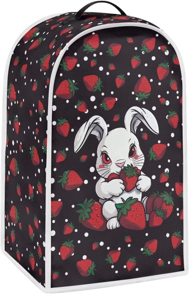 doginthehole Cute Rabbit Blender Dust Covers Strawberry Print Appliance Protector Cover Mixer Blender Cover Anti Fingerprint Keep Clean for Household Kitchen Decor