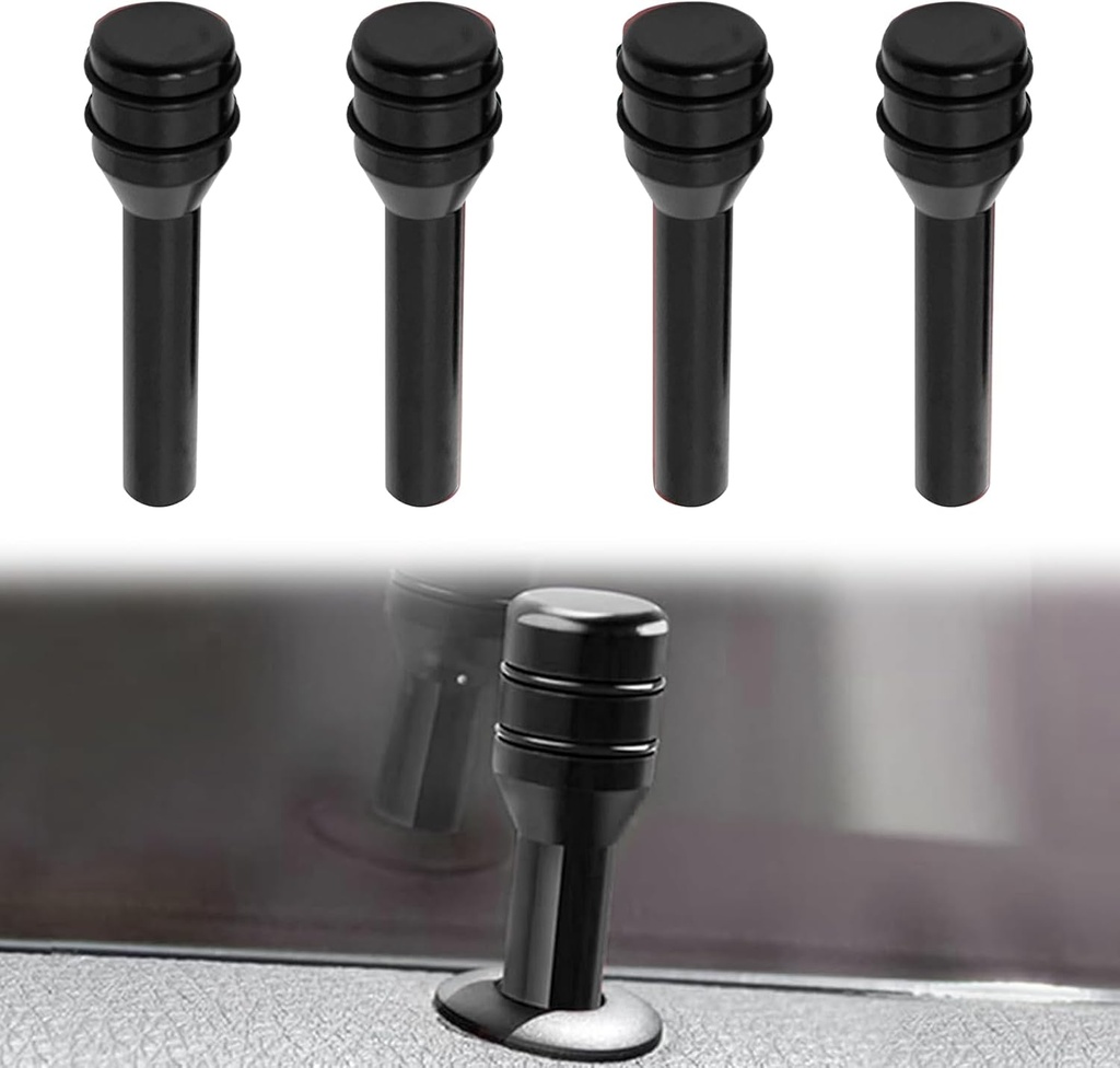 NTNEV 4 PCS Car Door Lock Knobs, 1.93" x 0.47" Aluminum Alloy Inner Door Lock Pull Pins, Safety Door Lock Pin Decorative Replacement Accessory, Suitable for Most Cars, SUVs, Trucks, Vans (Black)