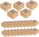 Cabilock 25Pcs Small Cake Packaging Boxes Disposable Storage for Cupcake Pastries Treats Lightweight with Window Design for Easy Display Identification Kraft