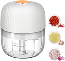 Electric Garlic Chopper, Mini Portable Veggie Chopper, 250ML Garlic Grinder Masher Onion Grinder, Blender to Vegetable, Wireless Food Processor for Ginger, Chili, Fruit, Meat, etc