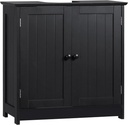 Under Sink Bathroom Cabinet with 2 Doors and Shelf, Pedestal Sink Bathroom Vanity Cabinet, Black
