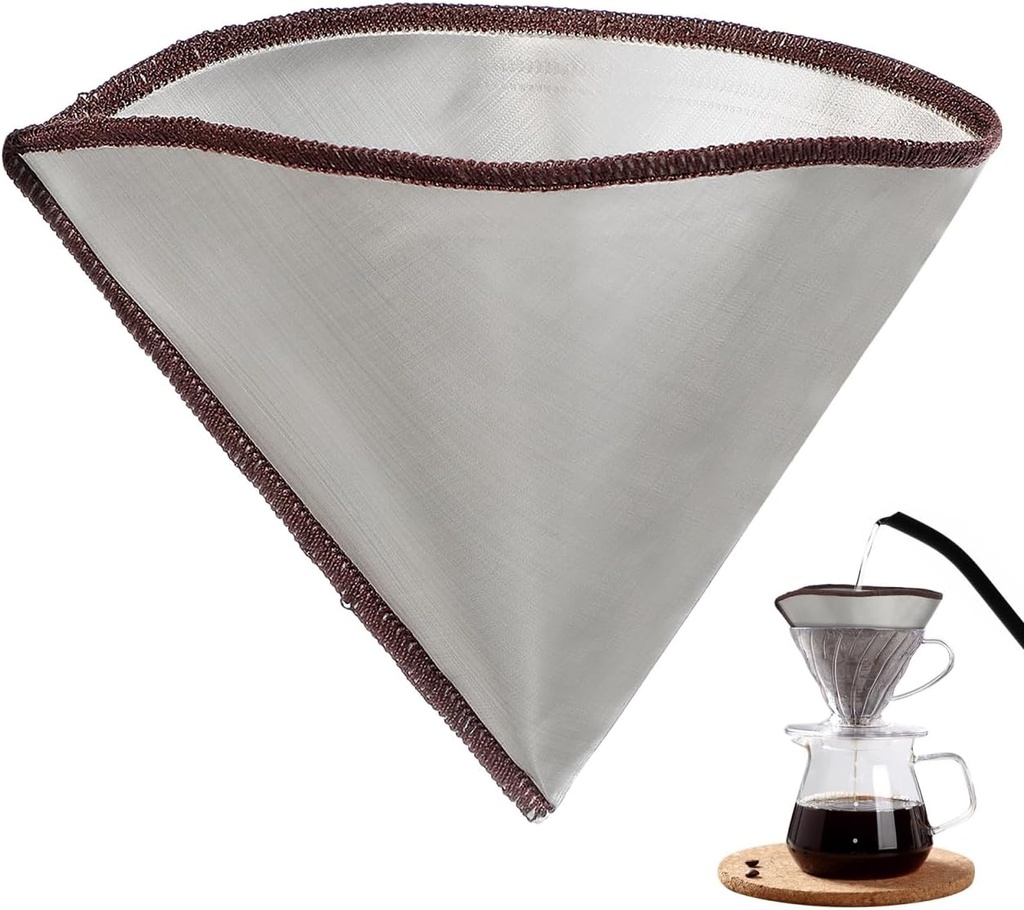 Kichvoe Espresso Coffee Filter Stainless Steel Ultra Fine Mesh Permanent Cone Coffee Filters Reusable Coffee Filter for Tea Fruit Infuser Iced Coffee Maker Coffee Concentrate