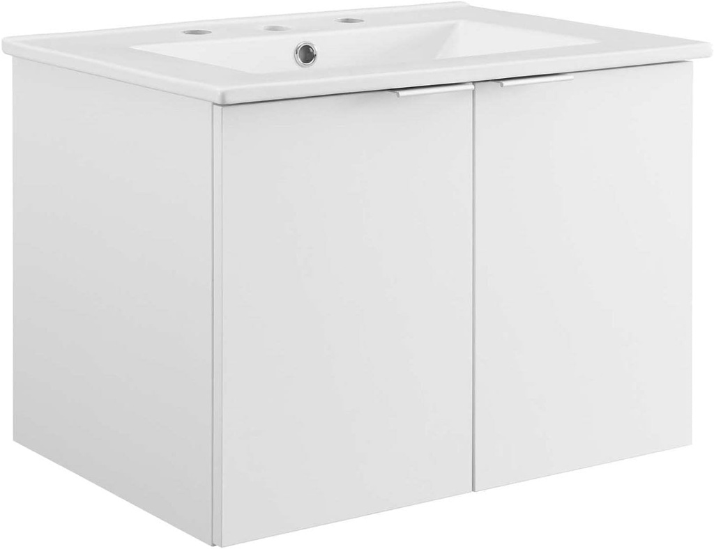 Modway Maybelle 24" Wall-Mount Bathroom Vanity in White White