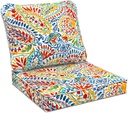 Outdoor Deep Seat Cushions Set 24 x 24 Inch for Patio Furniture,Water Resistant Chair Cushions Replacement Includes Seat Cushion & Back Pillow for Couch Sofa, Wicker Chair - Paisley Multi