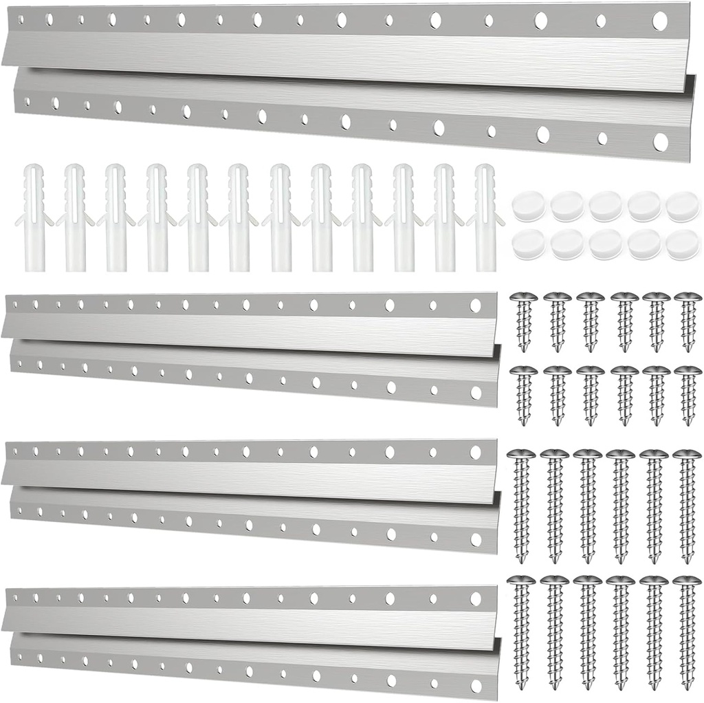 French Cleat Hanger 16 Inch - 4 Pairs, Z Bar Hanger Supports 60 Lbs, Interlocking Wall Mounting Bracket Hardware Kit for Hanging Mirrors, Picture, Shelf, Whiteboard, Art, Frames
