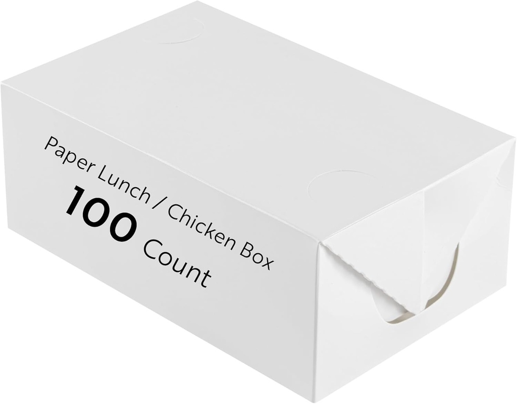 Restaurantware Bio Tek 47 Ounce To Go Boxes, 100 Rectangle Take Out Food Containers - Fast Top Closure, Disposable, White Paper Carry Out Containers, Greaseproof, For Burgers Or Fried Chicken