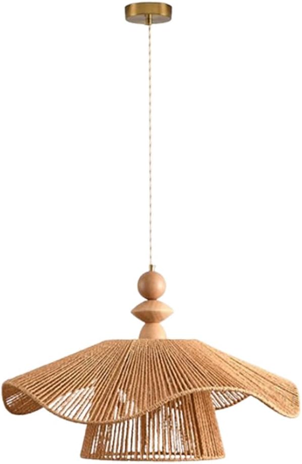 Bohemian Light Fixtures Ceiling Mount,2-Tier Rattan Chandelier Lighting Height Adjustable,E 27 Hand Woven Hanging Light for Hallway Dining Room Living Room(40/50/60 CM)