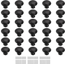 Black Cabinet Knobs, 30 Pack 1-1/5 inch Round Drawer Pulls, Dresser Knobs, Kitchen Knobs, Closet Cupboard Door Cabinet Knobs Pull Handles Hardware with Long Short Screws