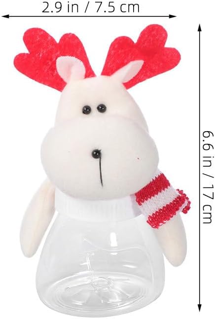 NUOBESTY Christmas Candy Jar Clear Plastic Snowman Cookie Container with Plush Doll Lid 4oz Holiday Candy Dish for Party Favor and Festive Decoration