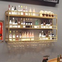 Iron Bar Wine Rack Wall Mounted with Wine Glass Holder,Floating Bar Shelves,Liquor Bottle Display Shelf,Metal Bar Shelf,Hanging Wine Storage Racks,for Home Kitchen Wine Cellar,Gold/Black(GOL