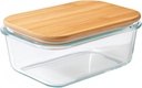 Large 1040ml | 35oz Glass Food Storage Container with Airtight Bamboo Lid - Oven Safe Glass Baking Dish for Meal Prep, Roasting & Serving | BPA-Free Kitchen & Pantry Organization