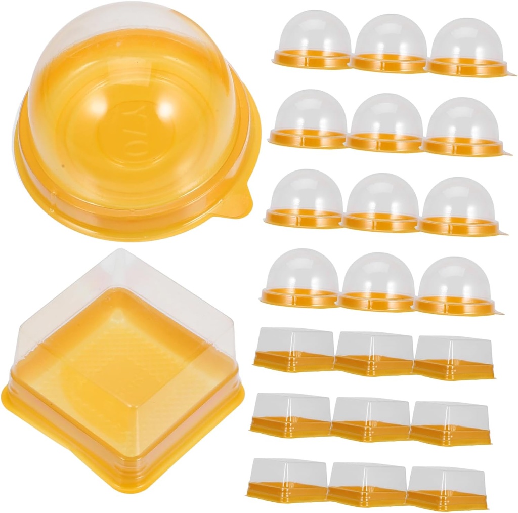 100pcs Mini Cake Boxes Food Grade Pet Plastic Cupcake Holders with Sealing Effect for Home Bakery Party Baking and Dessert Shops