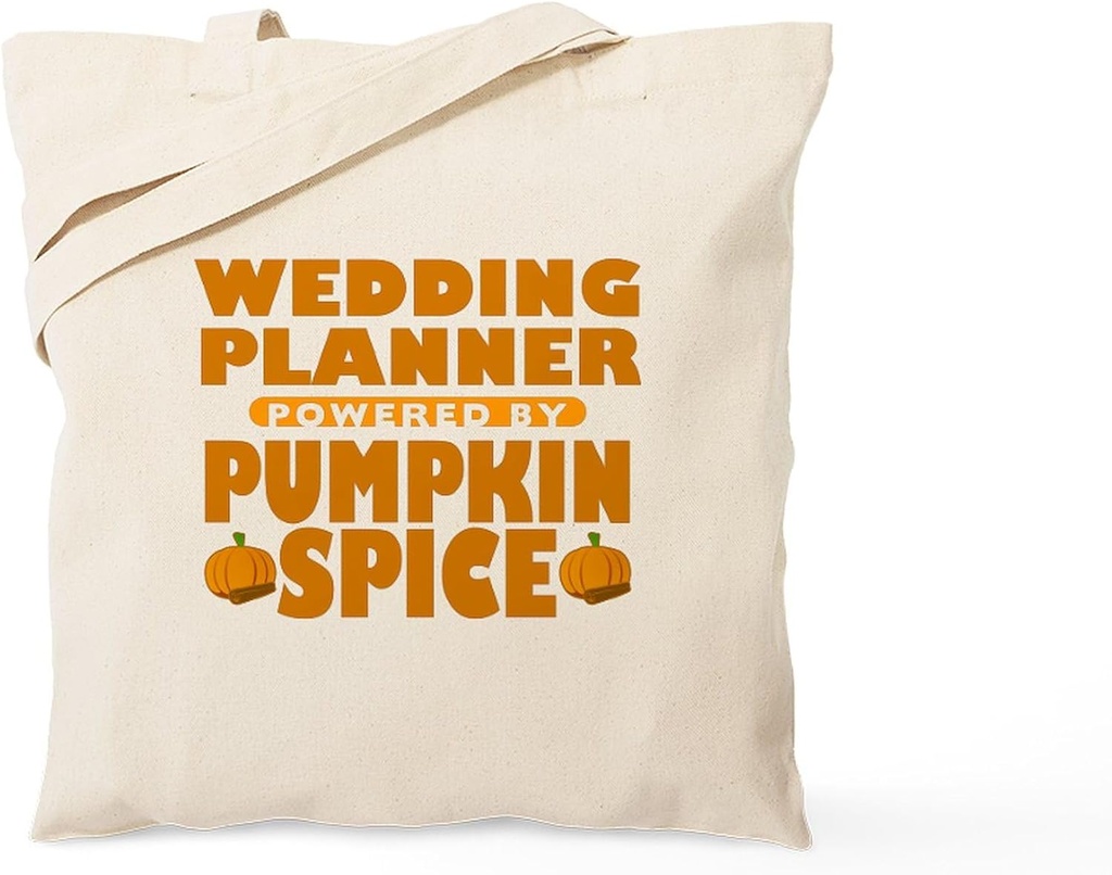 CafePress Wedding Planner Powered By Pumpkin Spice Tote Bag Reusable Natural Beige Canvas Shopping Bag