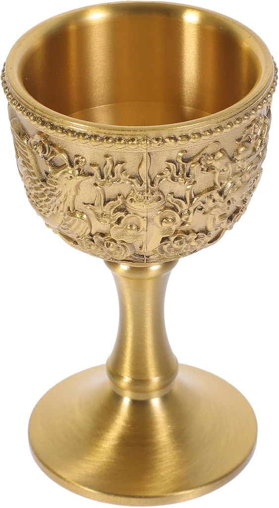 DECHOUS Retro Dragon and Phoenix Goblet Multi Functional Embossed Cup Chalice for Parties and Home Decor Elegant Decorative Drinkware