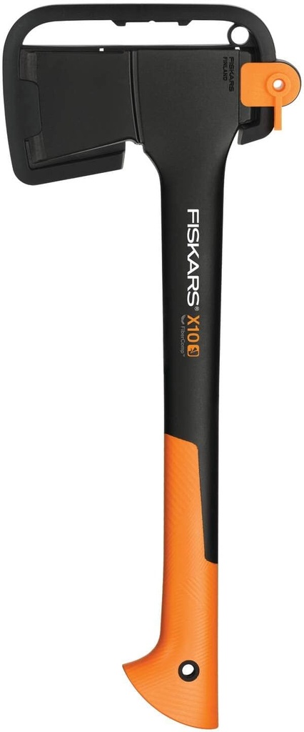 Fiskars Chopping Axe S X10, Storage and Carrying Case Included, Length: 44 cm, Non-Stick Coating, High Steel Blade/Fibreglass Handle, Black/Orange, 1015619