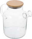 PRETYZOOM Glass Cold Water Pitcher with Bamboo Lid Covers 1.8L Borosilicate Tea Pot Beverage Jug Juices Pitcher for Ice Tea Hot Drinks Supplies