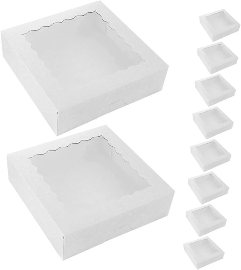 Zerodeko 10pcs Window Cake Boxes for Muffins and Cookies White Bakery Packing Box Lid for Homemade Desserts and Packaging