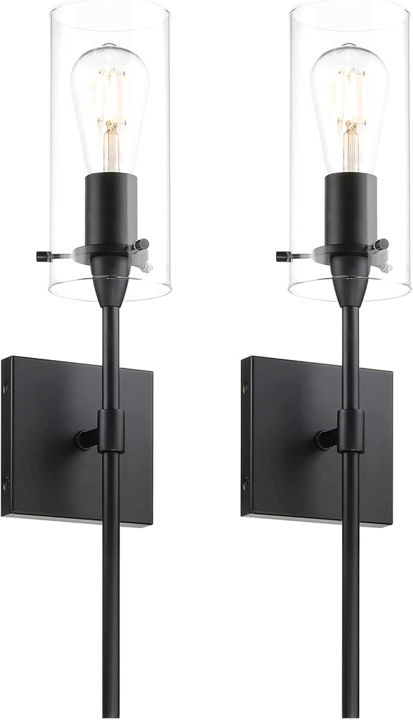 XiNBEi Lighting Black Wall Sconces Set of Two, Modern Industrial 1 Light Bathroom Sconce Indoor Wall Lights for Bathroom Hallway Kitchen & Living Room