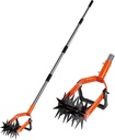 Walensee Rotary Cultivator Tool, Adjustable Garden Hand Tiller with Stainless Steel Pole, 2-in-1 Garden Weeder and Crumbler Soil Cultivator Tool with Weeding Knife for Soil Mixing or Reseeding Grass