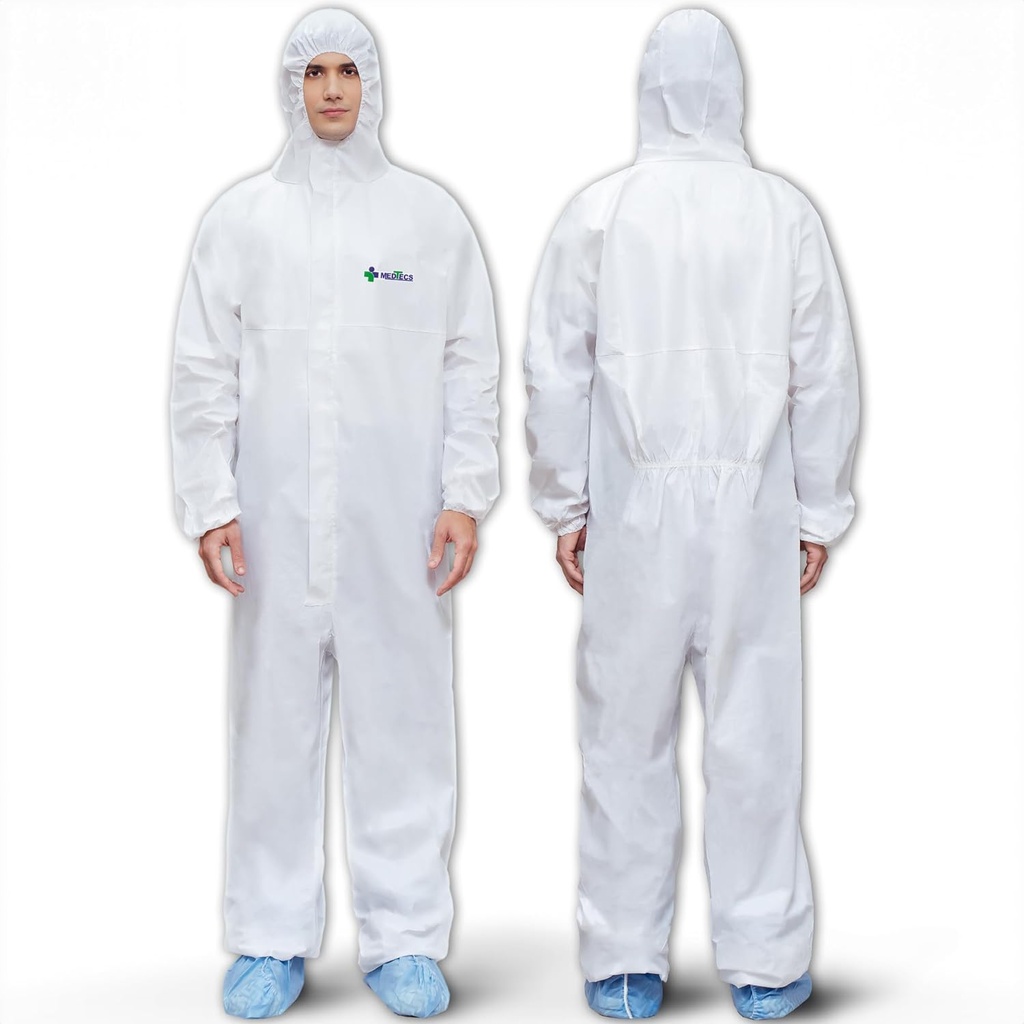 Medtecs Hazmat Suits - 6 Sizes Options - Disposable Coveralls Suit, Medical Protective Coverall PPE Hazmat Suits