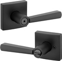 Baldwin Spyglass , Interior Privacy Door Handle Reversible Lever for Bedroom/Bathroom, Keyless Door Lock With Microban Protection, in Matte Black