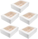 Cabilock 5pcs White Cupcake Box Cavity Design Portable Muffin Container for Easy Storage and Transport for Parties and Gatherings