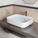 ELLAI Bathroom Vessel Sink Rectangle Above Counter Porcelain Ceramic Top Mount Rectanglar Countertop Sink for Bathroom 19.7"x15.2"x5.4" Glossy White with Pop Up Drain