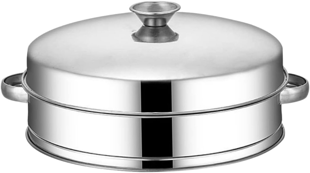 Stainless Steel Steamer with Lid for Cooking Multi-functional Food Steamer for Dumplings and Vegetables Sturdy 1 Set Design for Home Use