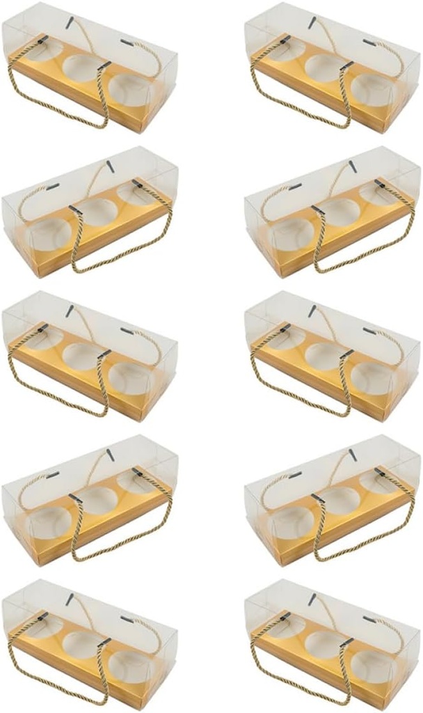 10pcs Portable Cupcake Boxes with Handles Clear Dessert Containers for Cookies and Treats for Birthdays Parties Weddings and Showers