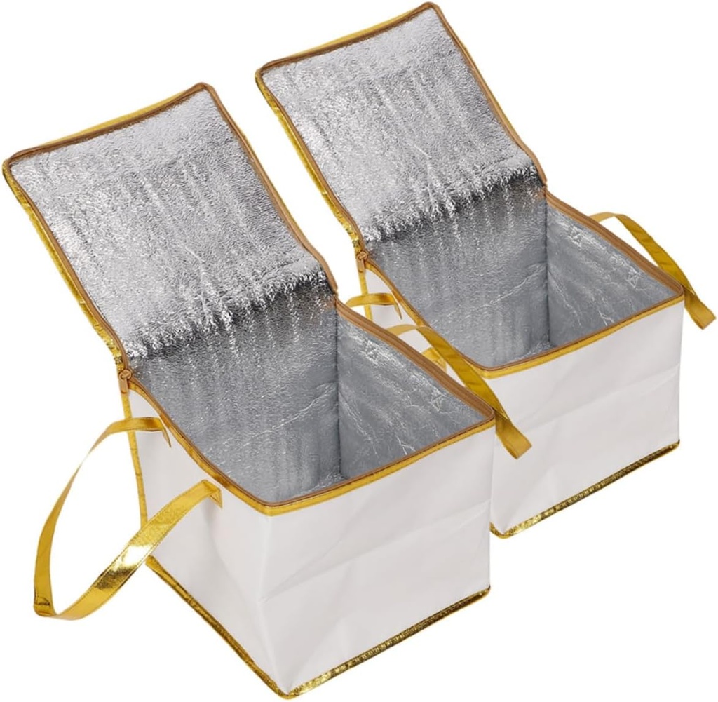 2 Pack Insulated Cake Carrier Bag Collapsible Cooler Bag Leakproof Insulation for Beach Picnic Office