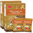 Pocas Honey Ginger Instant Tea Powder, Turmeric Flavor 2-Pack, Ginger Extract & Real Honey, Caffeine-Free Tea, 20 Packets per Box