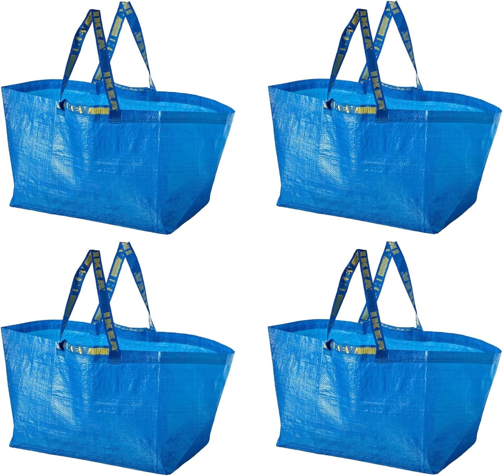 I-K-E-A Frakta Shopping Bag Large Blue (Set of 4) Grocery Laundry Tote Bag
