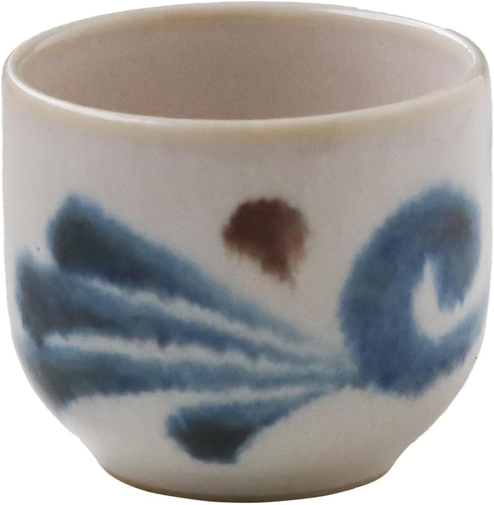 MN88-A02 Blush Blue Arabesque Glass Boar Cup Sake Cup Diameter 1.8 x Height 1.6 inches (4.5 cm) x Height 1.6 inches (4 cm), Capacity Approx. 1.7 fl oz (50 ml), Microwave and Dishwasher Safe