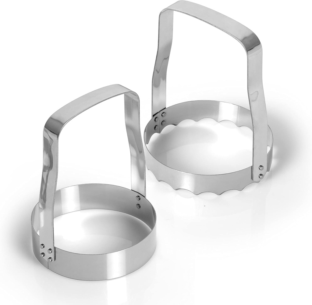 MAXAM Hand Food Chopper Set - 1 Serrated & 1 Honed Stainless Steel Handheld Veggie Cutter with Handle for Salad, Fruit, Vegetables, Nuts, Biscuit, Cookie & Pastry - Easy to Use & Clean - Pack of 2