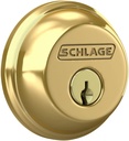 SCHLAGE B60N505 Deadbolt, Keyed 1 Side, Bright Brass