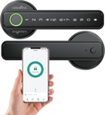 Fingerprint Smart Lever Lock TUYA APP Control Keyless Entry Bluetooth Touchscreen Indoor Handle Biometric Electronic Digital Door Knob with Keypad Suitable for Hotel Office Apartment Bedroom
