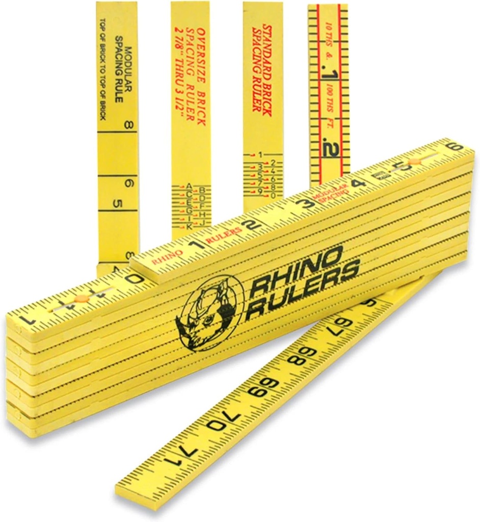 MARSHALLTOWN Rhino Rulers, Oversized Brick Spacing, Accurate Measurements, Easy-to-Close Folding Joint Design, Masonry Ruler, Weather Resistant, 6647