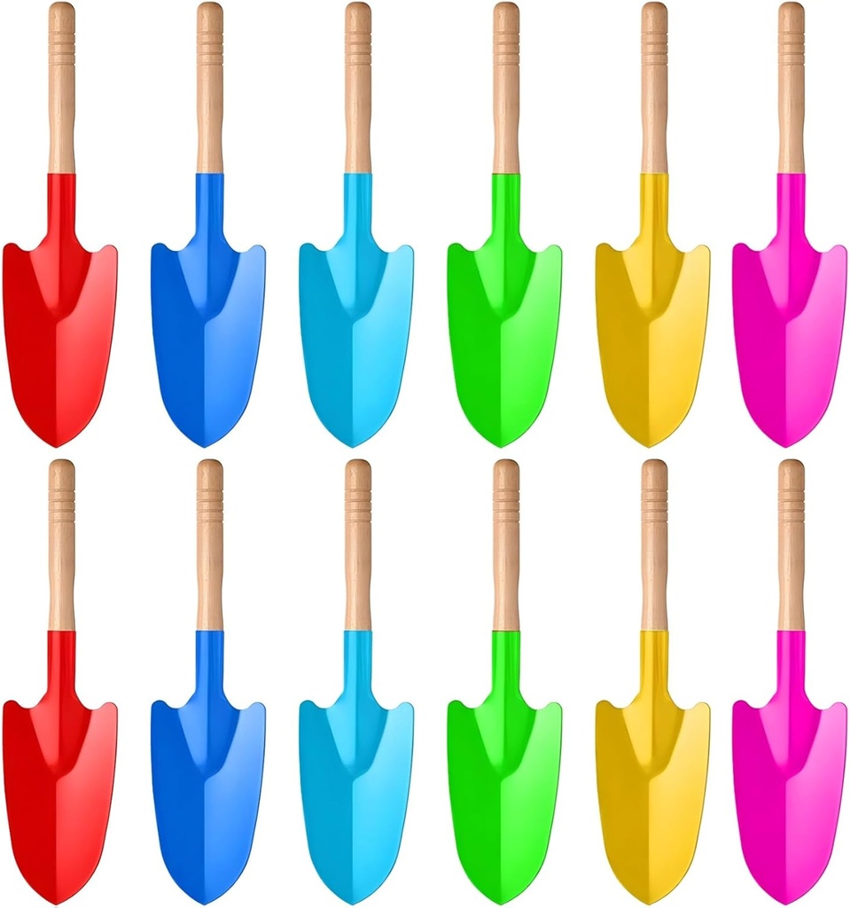 12 Pcs Colorful Garden Shovels, Mini Metal Shovel, Small Digging Tools, (Random Colors), Sand Shovels for Gardening and Play, 10.23×2.36 Inch