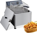 Deep Fryer with Basket Commercial, 11 L Electric Countertop Fryer, Stainless Steel Deep Fryers for Restaurant Home Use with Extra Large Frying Basket and Lid, 120V, 1700W