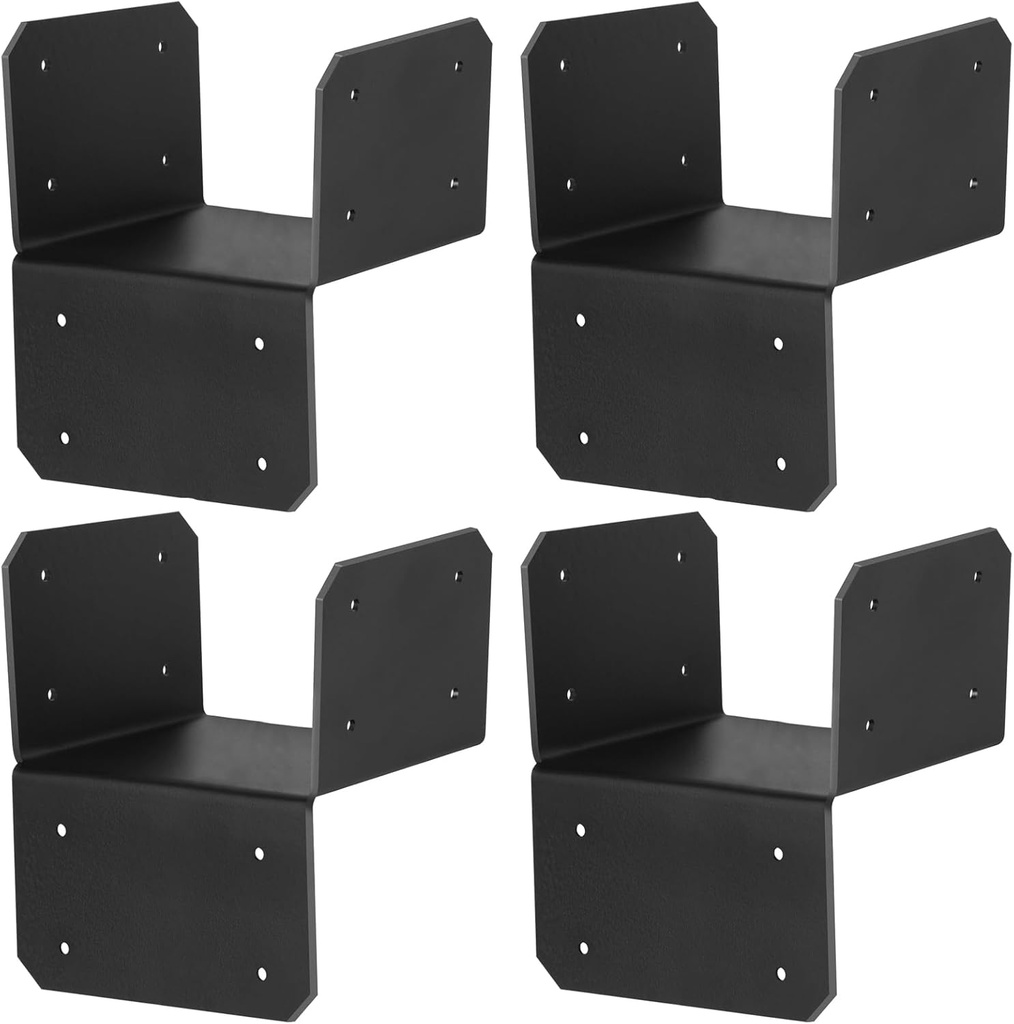 4 Pcs 6x6 Black Joist Anchor Connector, Pergola Brackets, Post Cap Tie Hanger for Post to Beam,11 Gauge