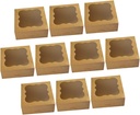 10Pcs Kraft Bakery Boxes with PVC Window Small Pastry and Cake Packaging Box for Cookies and Desserts Greaseproof Bakery Carrier