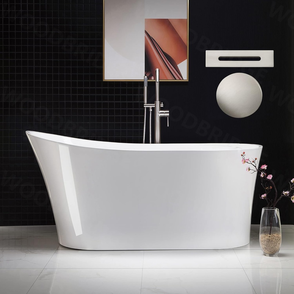 WOODBRIDGE B0083-B/N-Drain&O Bathtub, Brushed Nickel