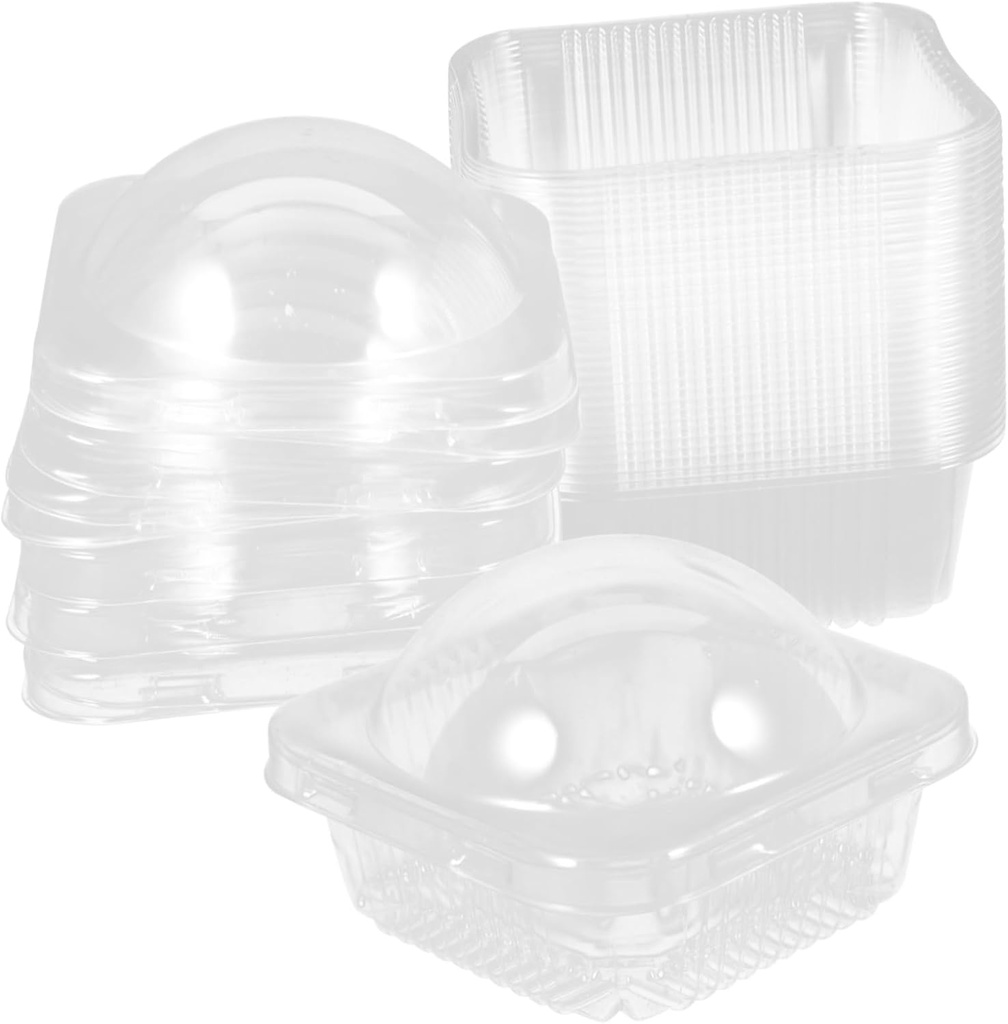 50 Pack Round Cake Containers Puff Box Transparent Pet for Cupcakes Macarons Chocolates