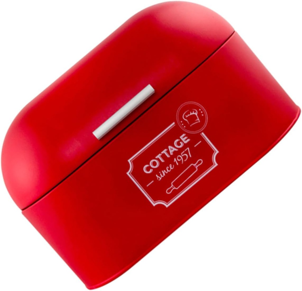 Amosfun Extra Large European Dustproof Metal Bread Box for Kitchen Counter Multi Functional Food Storage Container with Resistant Finish Red Bread Bin Organizer for Loaves Snacks and